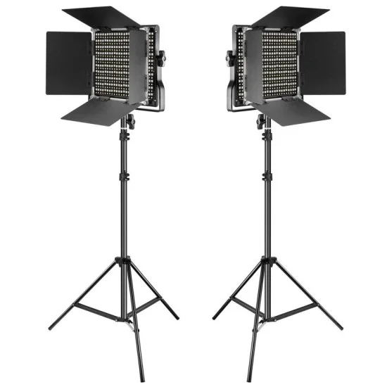 Neewer （2）nl660 led+（2）*200cm light stand(uk) _ black